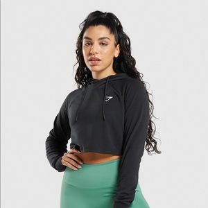 GYMSHARK black cropped hoodie | SMALL